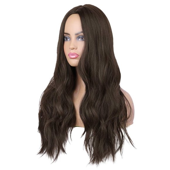 Long Wavy Synthetic Wigs Middle Part Natural - Picture 4 of 7